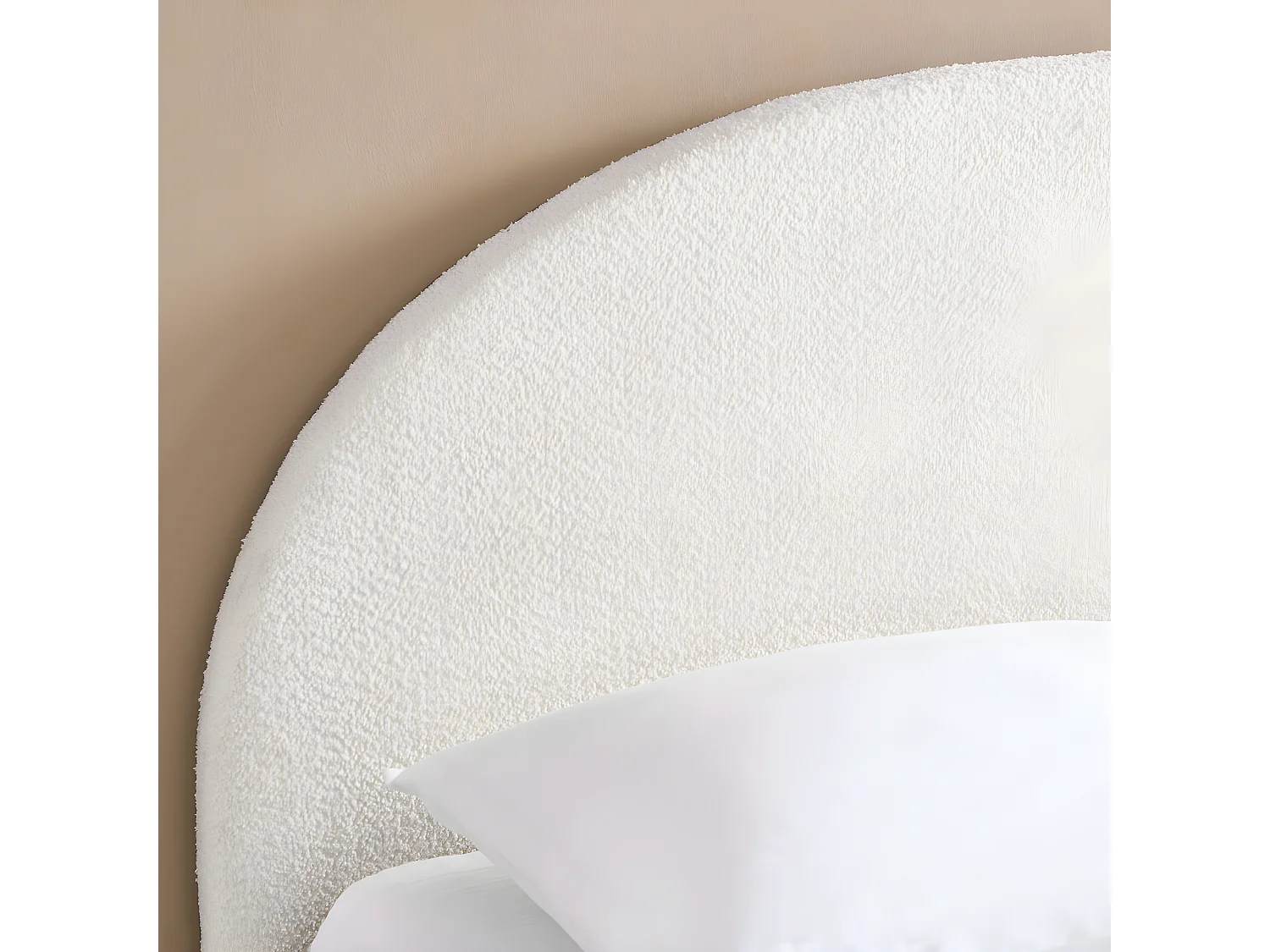 Merle - Lit coffre en tissu bouclette 160x200cm - Ecru