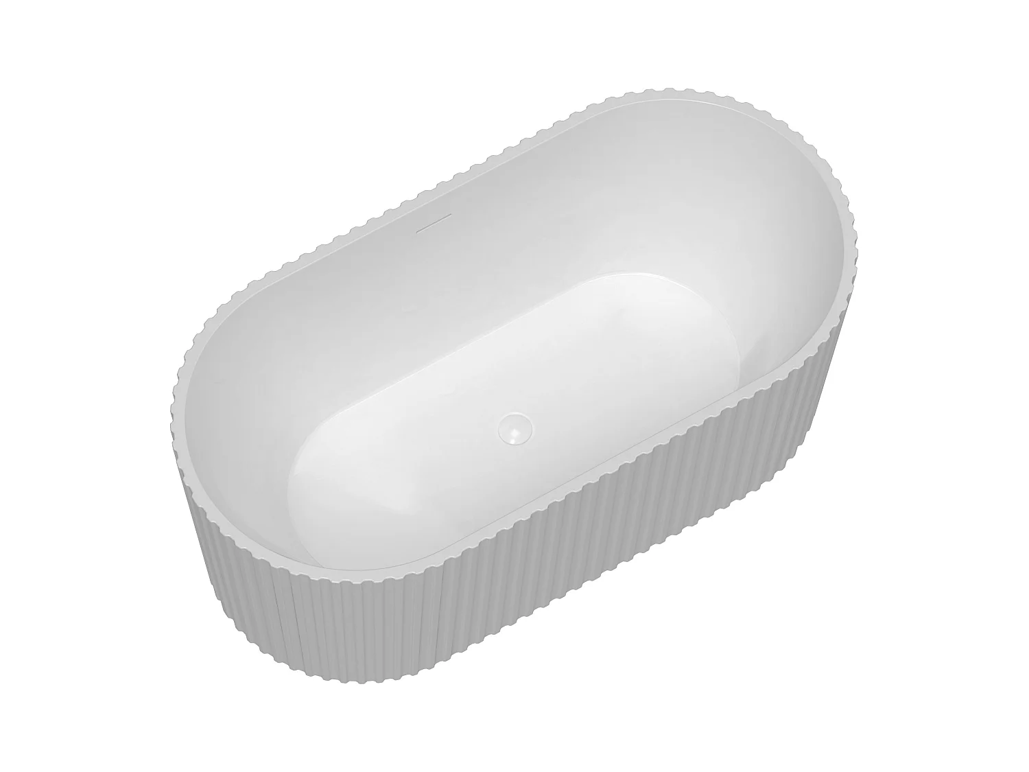 Freistehende Badewanne - gerippt - Acryl - Weiß glänzend - 220 L - 150 x 75 x 58 cm - ALIENA