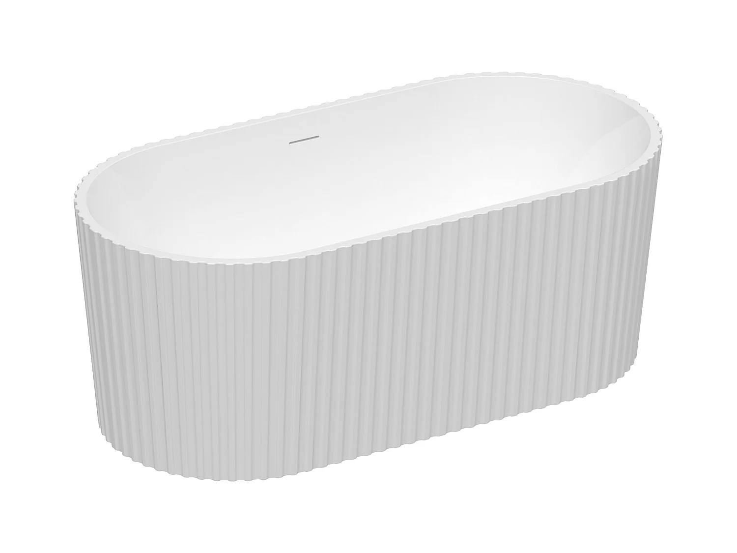 Freistehende Badewanne - gerippt - Acryl - Weiß glänzend - 220 L - 150 x 75 x 58 cm - ALIENA