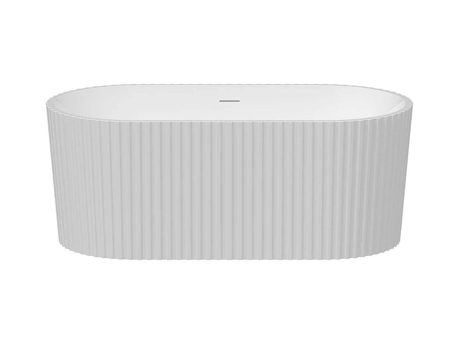 Freistehende Badewanne - gerippt - Acryl - Weiß glänzend - 220 L - 150 x 75 x 58 cm - ALIENA