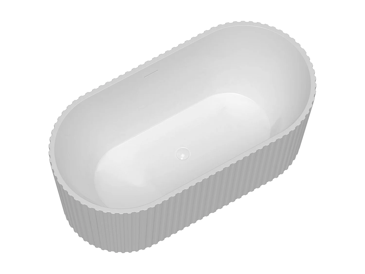 Freistehende Badewanne - gerippt - Acryl - Weiß glänzend - 220 L - 150 x 75 x 58 cm - ALIENA