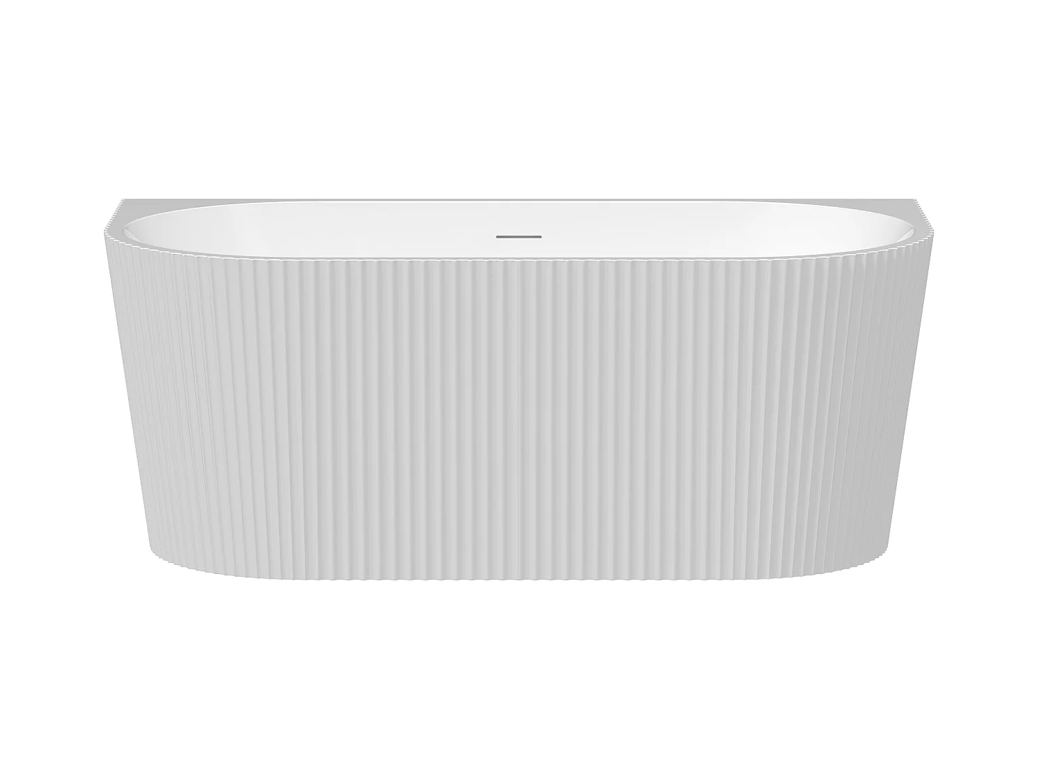 Halb freistehende Badewanne - gerippt - 206 L - 149 x 75 x 58 cm - Acryl - Weiß glänzend - ZELINA