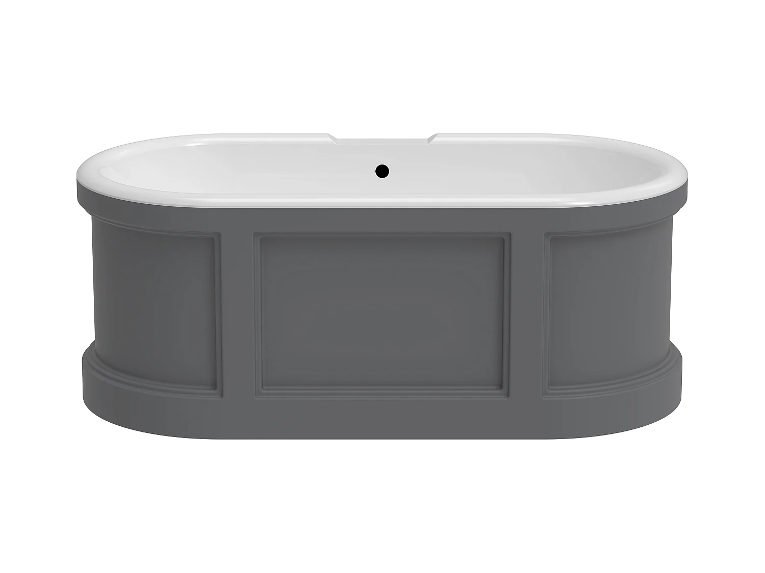 Baignoire îlot style campagne chic - Gris mat - 161L - 152 x 74 x 60 cm - CAVASO