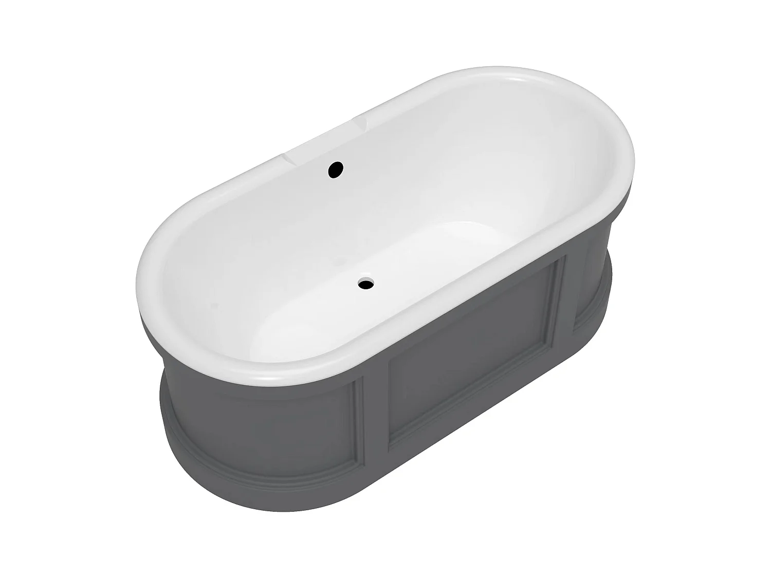 Baignoire îlot style campagne chic - Gris mat - 161L - 152 x 74 x 60 cm - CAVASO