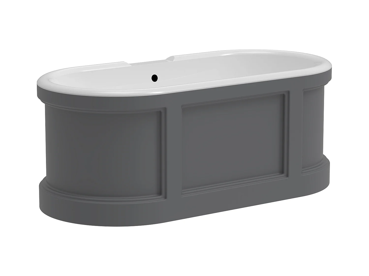 Baignoire îlot style campagne chic - Gris mat - 161L - 152 x 74 x 60 cm - CAVASO