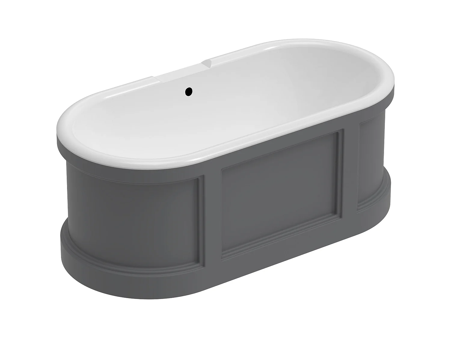 Vrijstaand landelijk acrylbad – Grijs (mat) – 161 liter – 152 x 74 x 60 cm – CAVASO