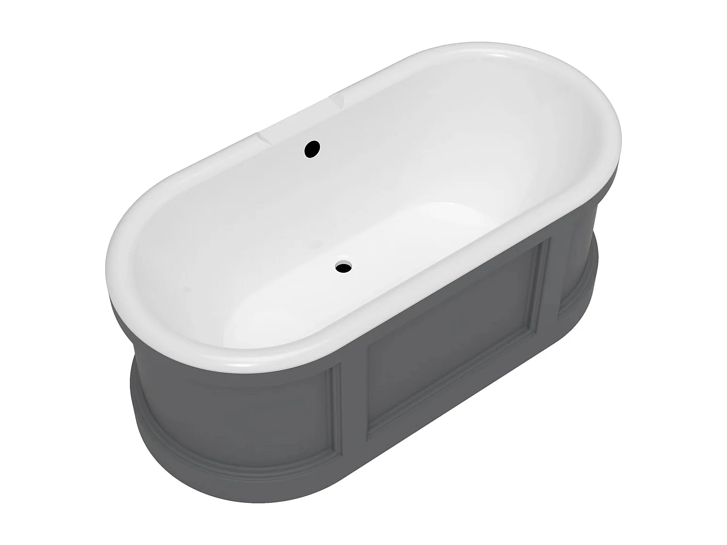 Wanna wolnostojąca w stylu rustykalnym - Szary mat - 161 l - 152 x 74 x 60 cm - CAVASO