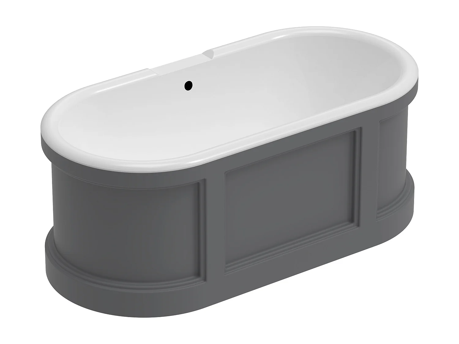 Wanna wolnostojąca w stylu rustykalnym - Szary mat - 161 l - 152 x 74 x 60 cm - CAVASO