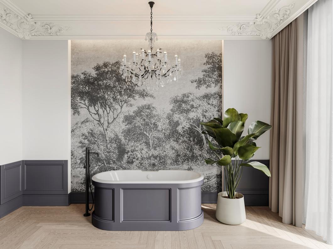 Bañera exenta estilo rústico chic - Gris mate - 161L - 152 x 74 x 60 cm - CAVASO