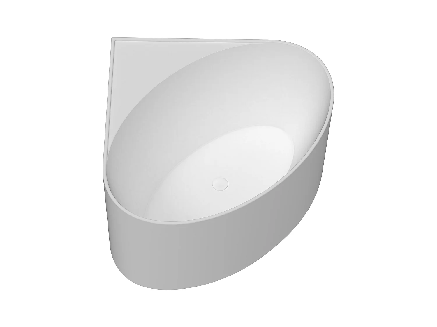 Bañera de esquina ovalada de acrílico - Blanco mate - 176L - 100 x 100 x 58 cm - MARTA