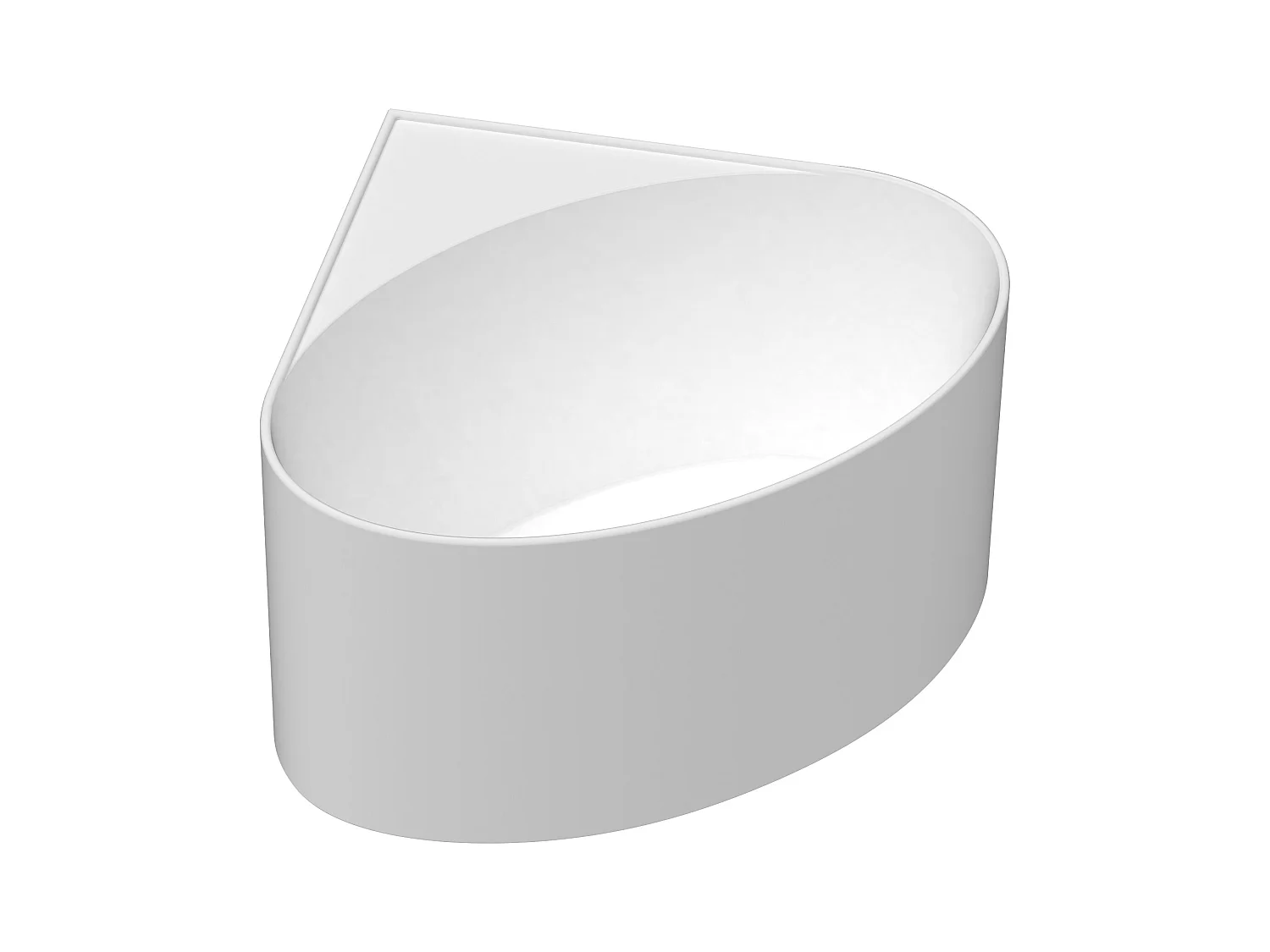 Bañera de esquina ovalada de acrílico - Blanco mate - 176L - 100 x 100 x 58 cm - MARTA