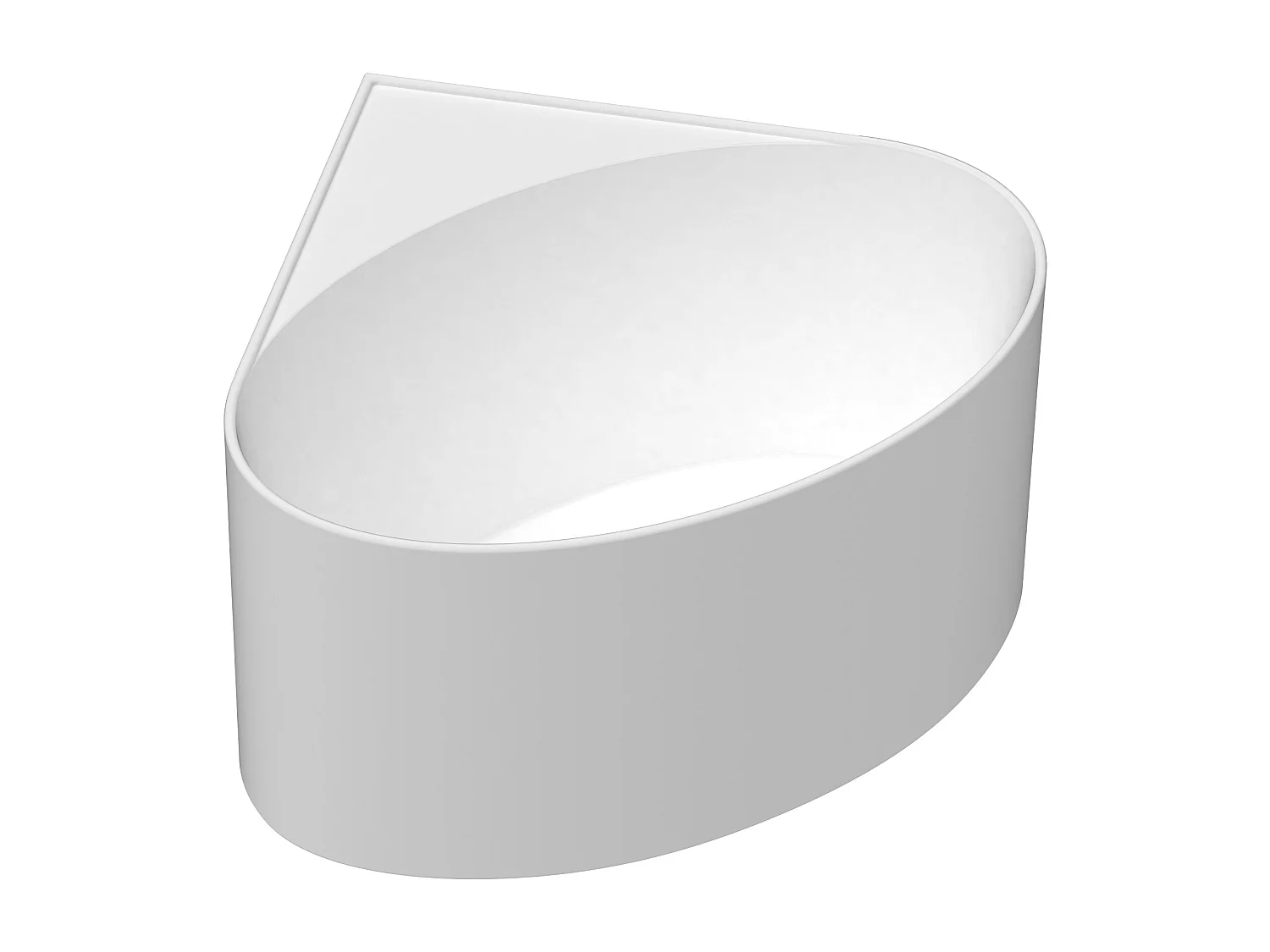 Baignoire d'angle ovale en acrylique - Blanc mat - 176L - 100 x 100 x 58 cm - MARTA