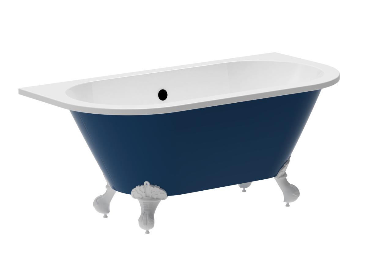 Halb freistehende Badewanne - Retro - mit Adlerfüßen - 154 L - 150 x 74 x 6 günstig online kaufen