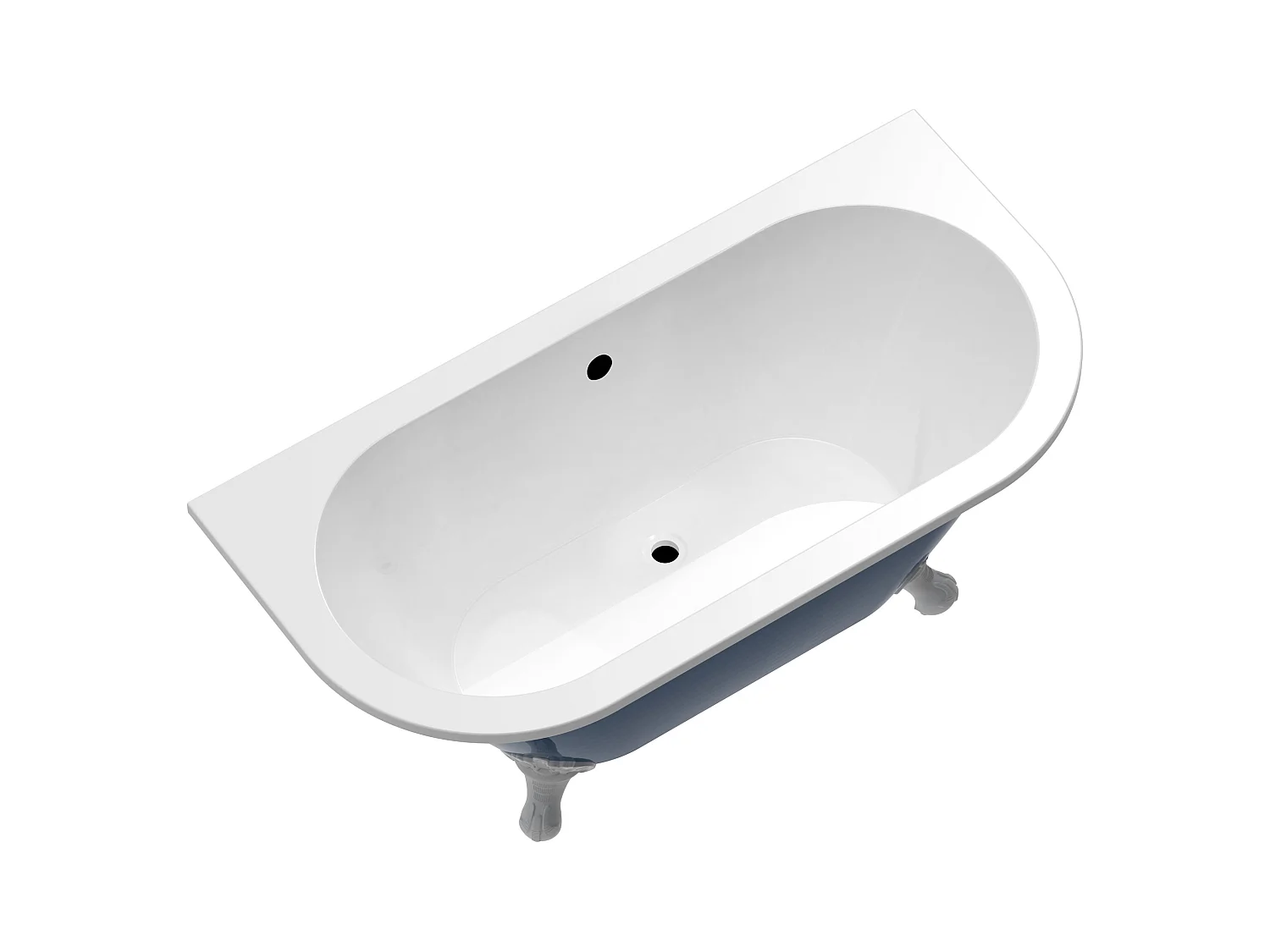 Halb freistehende Badewanne - Retro - mit Adlerfüßen - 154 L - 150 x 74 x 61 cm - Blau glänzend - SPARUS