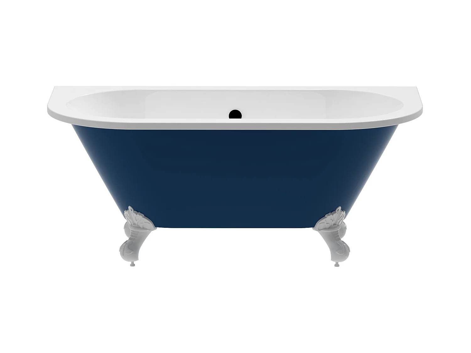 Baignoire semi îlot rétro avec pieds d'aigle - Bleu brillant - 154L - 150 x 74 x 61 cm - SPARUS