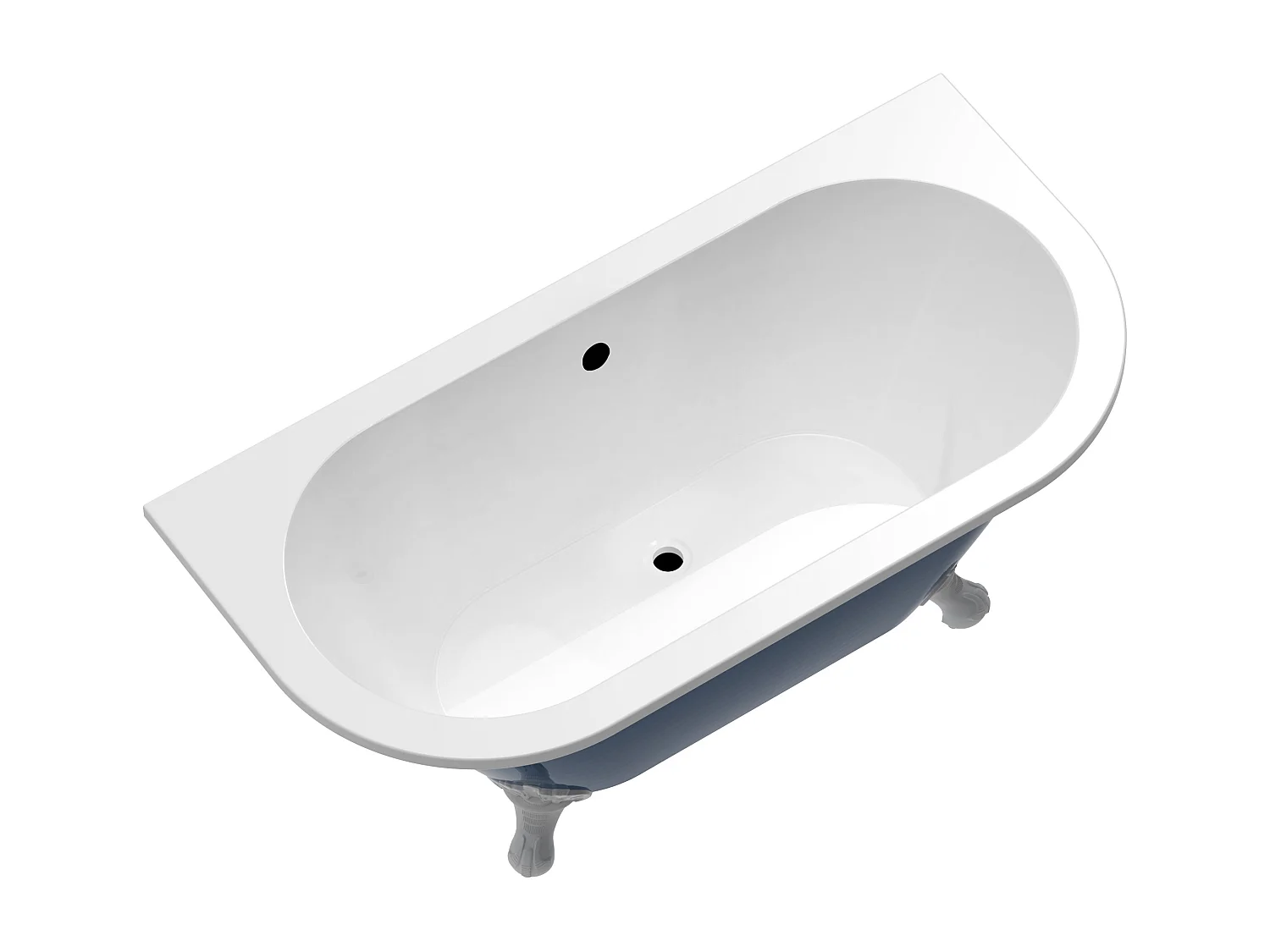 Retrofod-i-planket halvfristernen badekar med ørnefødder - Skinnende blå - 154L - 150 x 74 x 61 cm - SPARUS