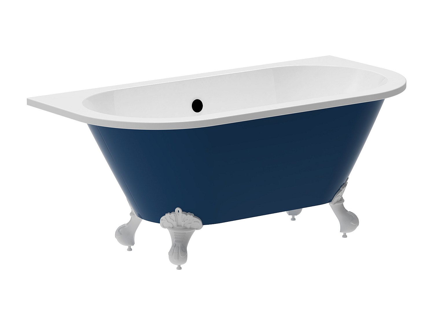 Halb freistehende Badewanne - Retro - mit Adlerfüßen - 154 L - 150 x 74 x 6 günstig online kaufen