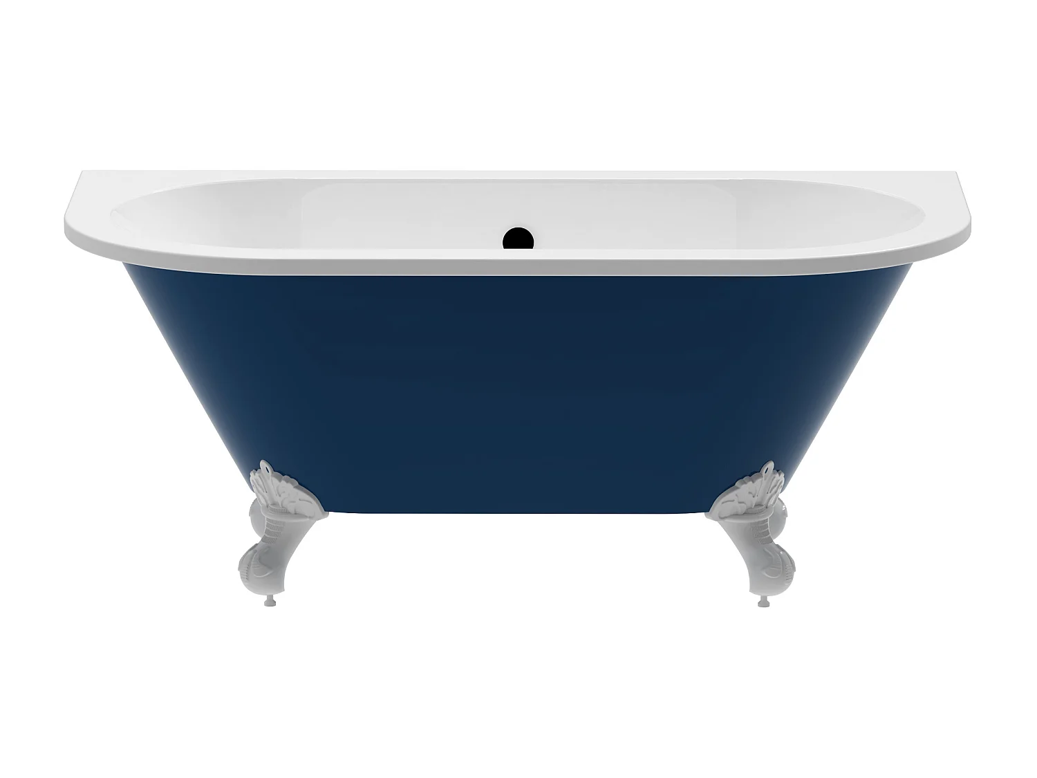 Retrofod-i-planket halvfristernen badekar med ørnefødder - Skinnende blå - 154L - 150 x 74 x 61 cm - SPARUS