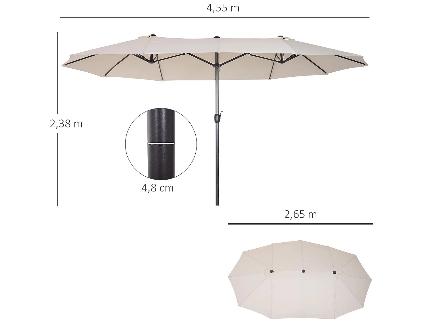 Ombrellone Beige 460x270x240cm - Protezione UV per Giardino