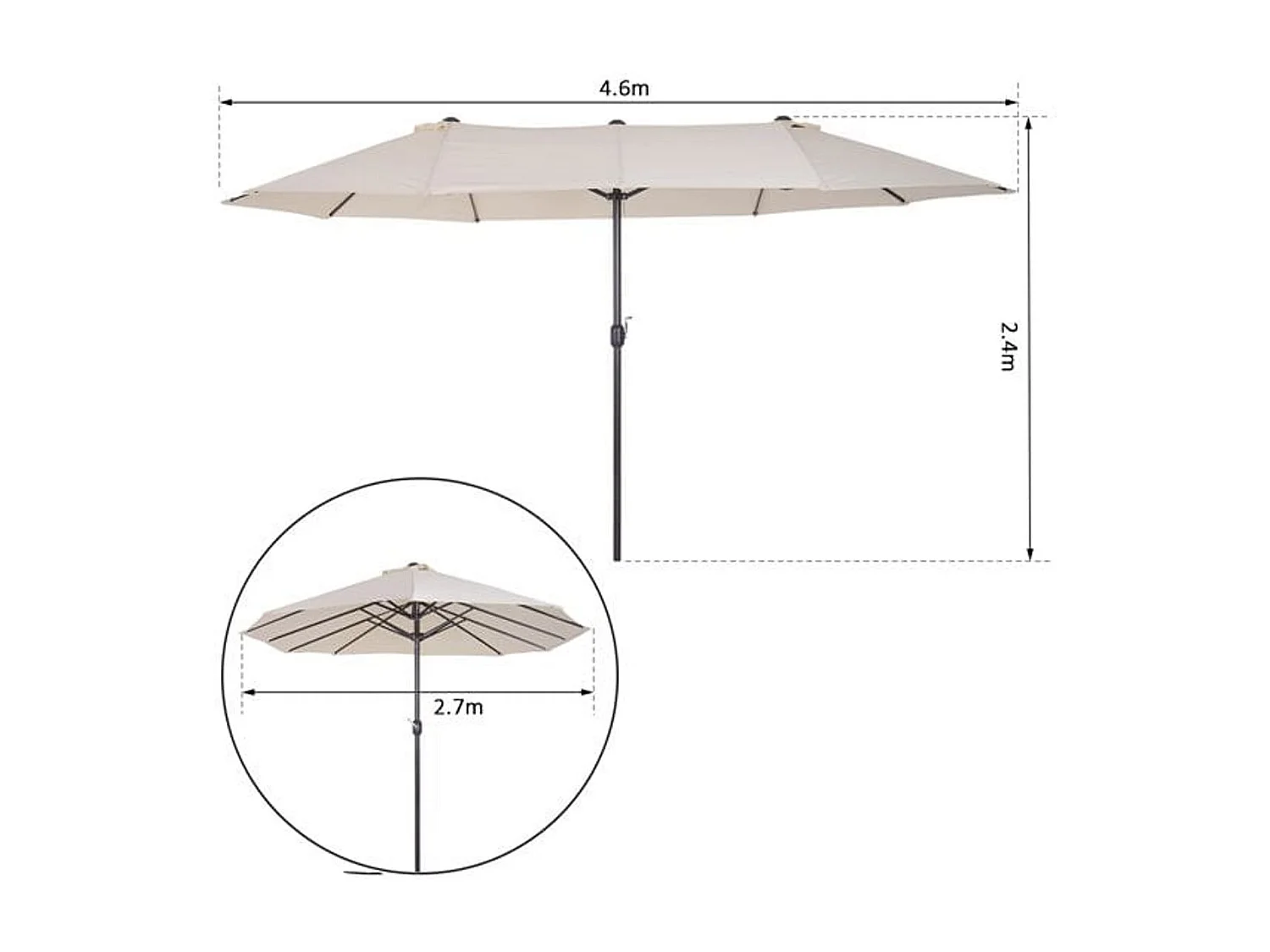 Sombrilla beige 455x265x238 cm Outsunny
