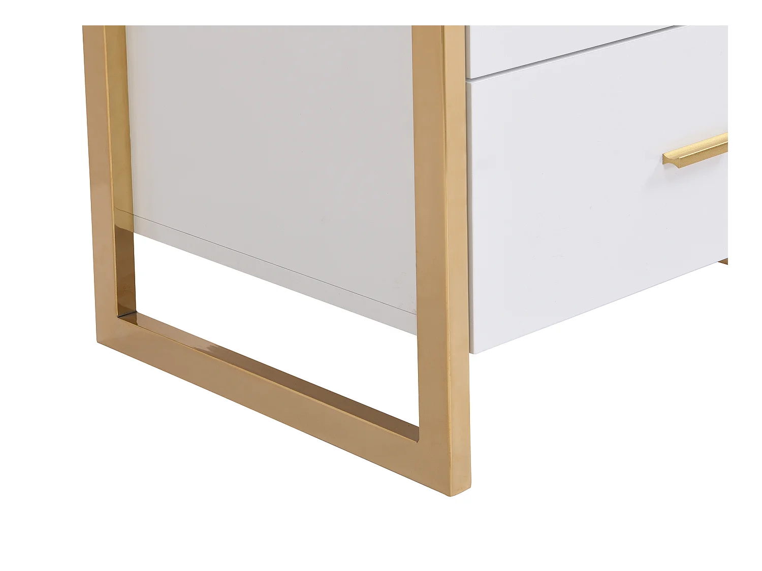 Table de chevet 2 tiroirs - MDF - Blanc laqué et doré - OMBRELIA de Pascal Morabito