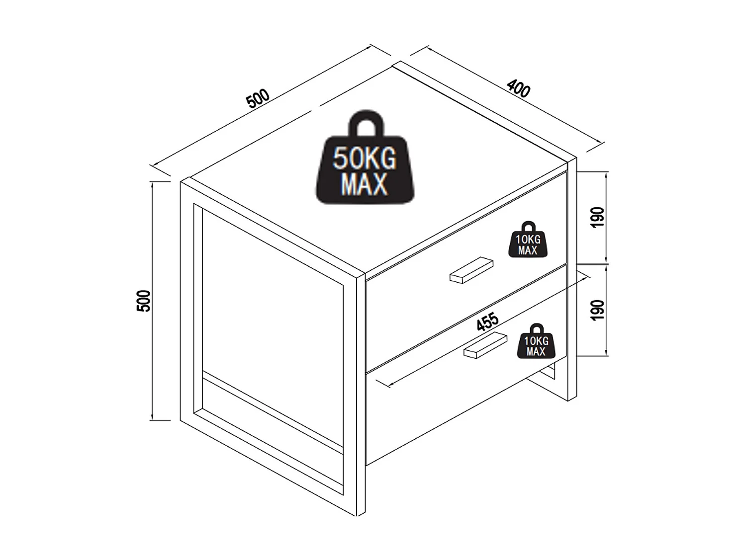 Table de chevet 2 tiroirs - MDF - Blanc laqué et doré - OMBRELIA de Pascal Morabito