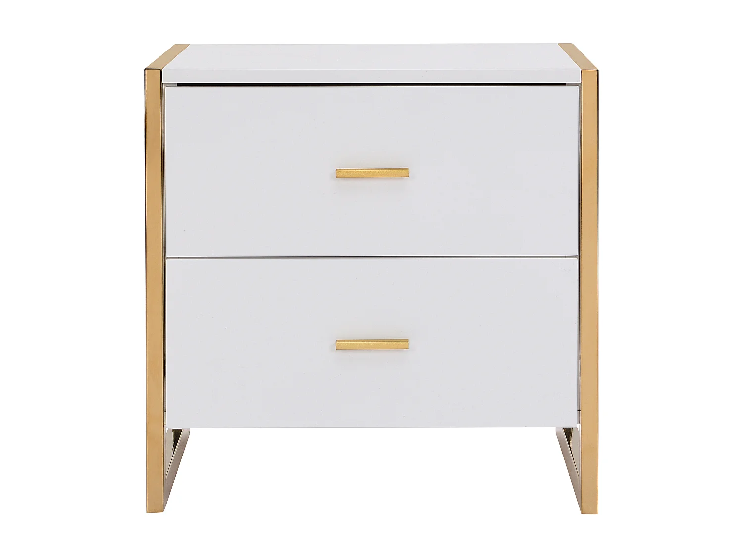 Comodino 2 cassetti MDF Bianco laccato e Dorato  - OMBRELIA di PASCAL MORABITO