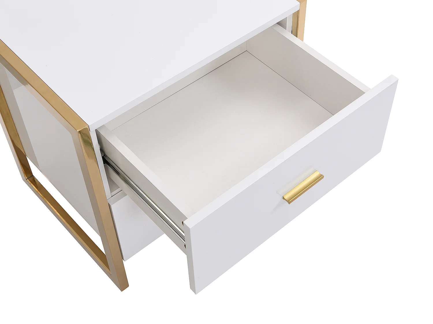 Comodino 2 cassetti MDF Bianco laccato e Dorato  - OMBRELIA di PASCAL MORABITO