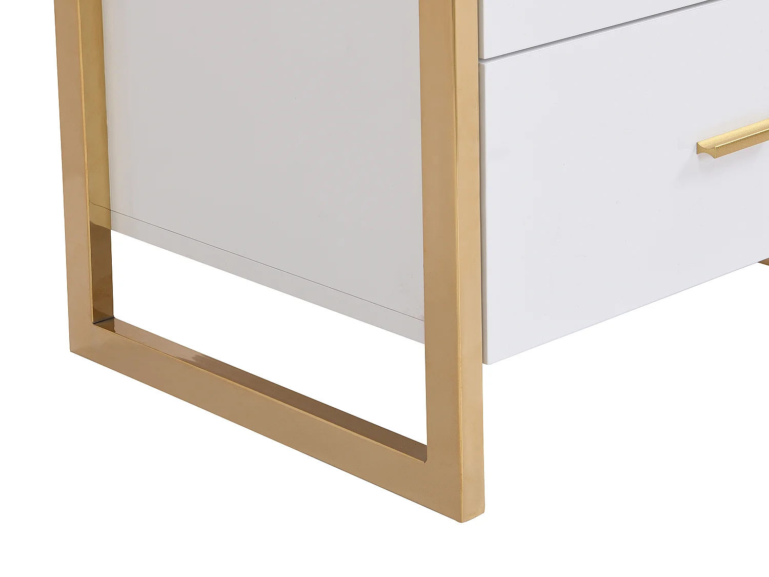 Comodino 2 cassetti MDF Bianco laccato e Dorato  - OMBRELIA di PASCAL MORABITO