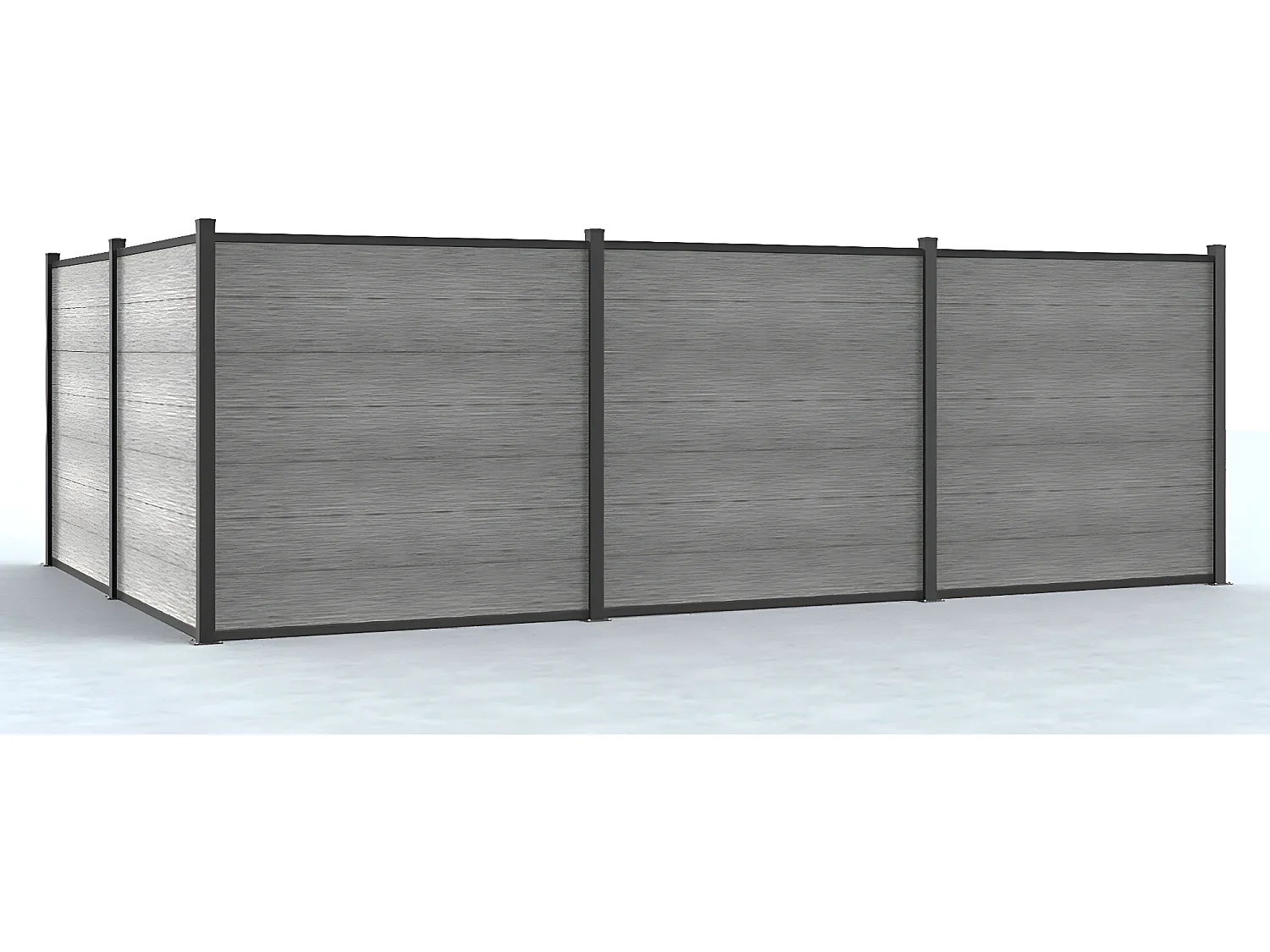 Ingraafbare omheining H181 cm - Set 7 composietplaten + 1 lichtgrijze paal - ENOLA