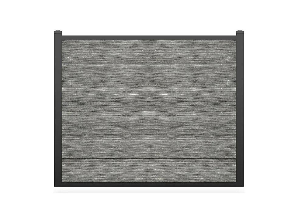 Valla para clavar en el suelo Alt.156 cm - kit 6 láminas composite + 2 postes gris claro - ENOLA