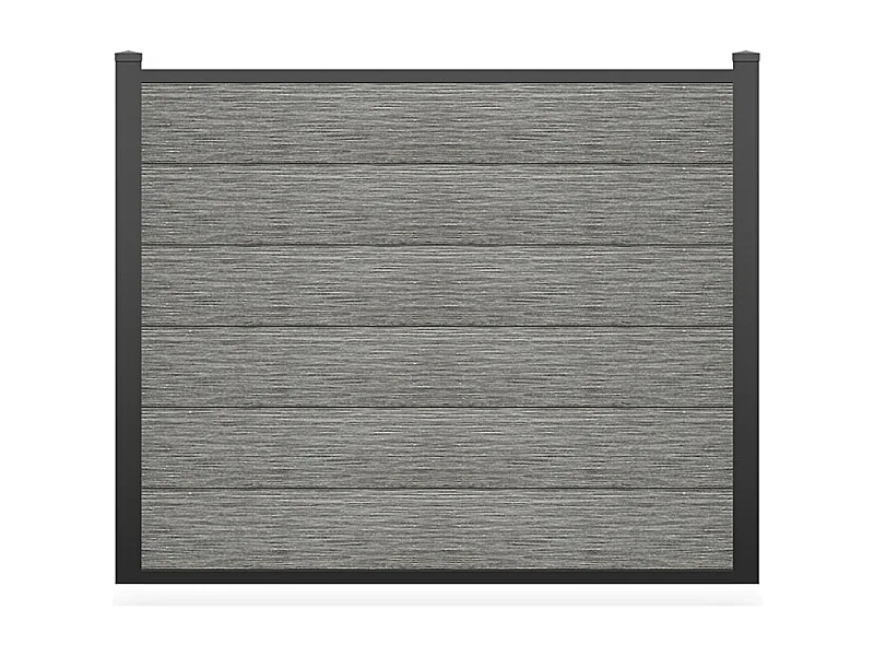 Clôture à enterrer H 156 cm - Kit de 6 lames en composite + 2 poteaux gris clair - ENOLA