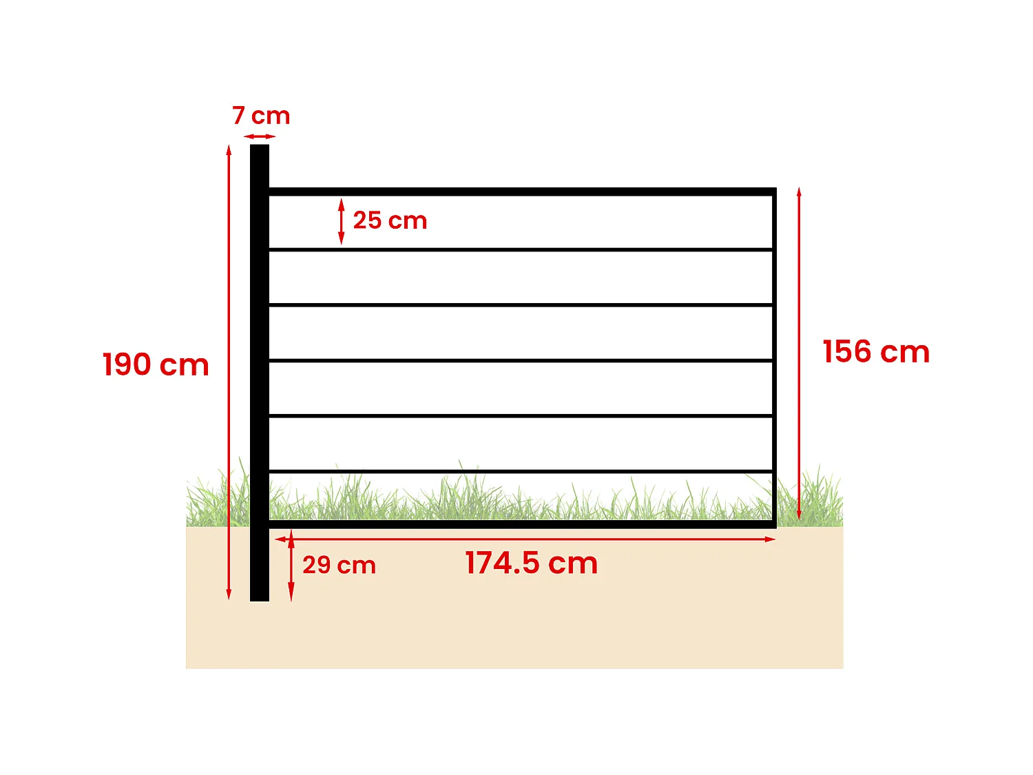 Valla para clavar en el suelo Alt.156 cm - kit 6 láminas composite + 1 poste antracita - ENOLA