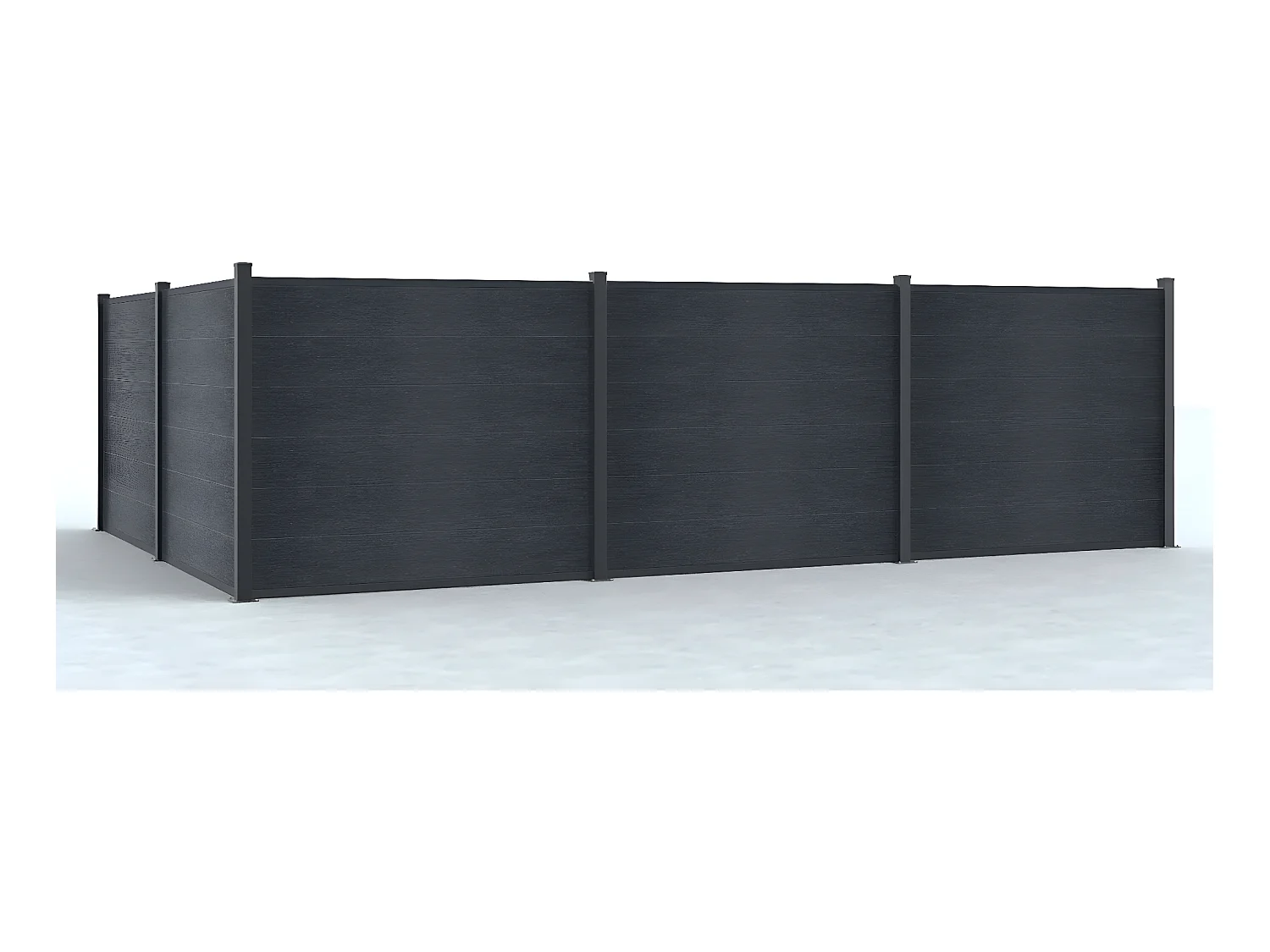 Ingraafbare omheining H156 cm - Set 6 composietplaten + 2 antracietkleurige palen - ENOLA