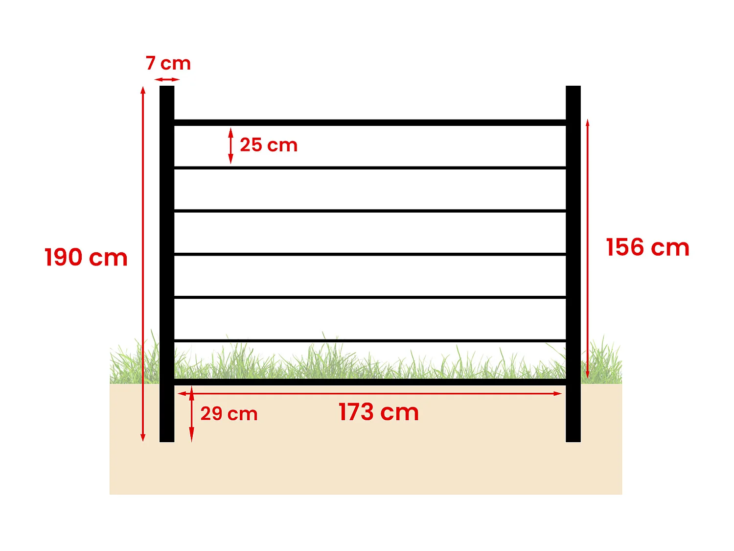 Vedação para enterrar, altura 156 cm – Kit com 6 lâminas em compósito + 2 postes antracite – ENOLA