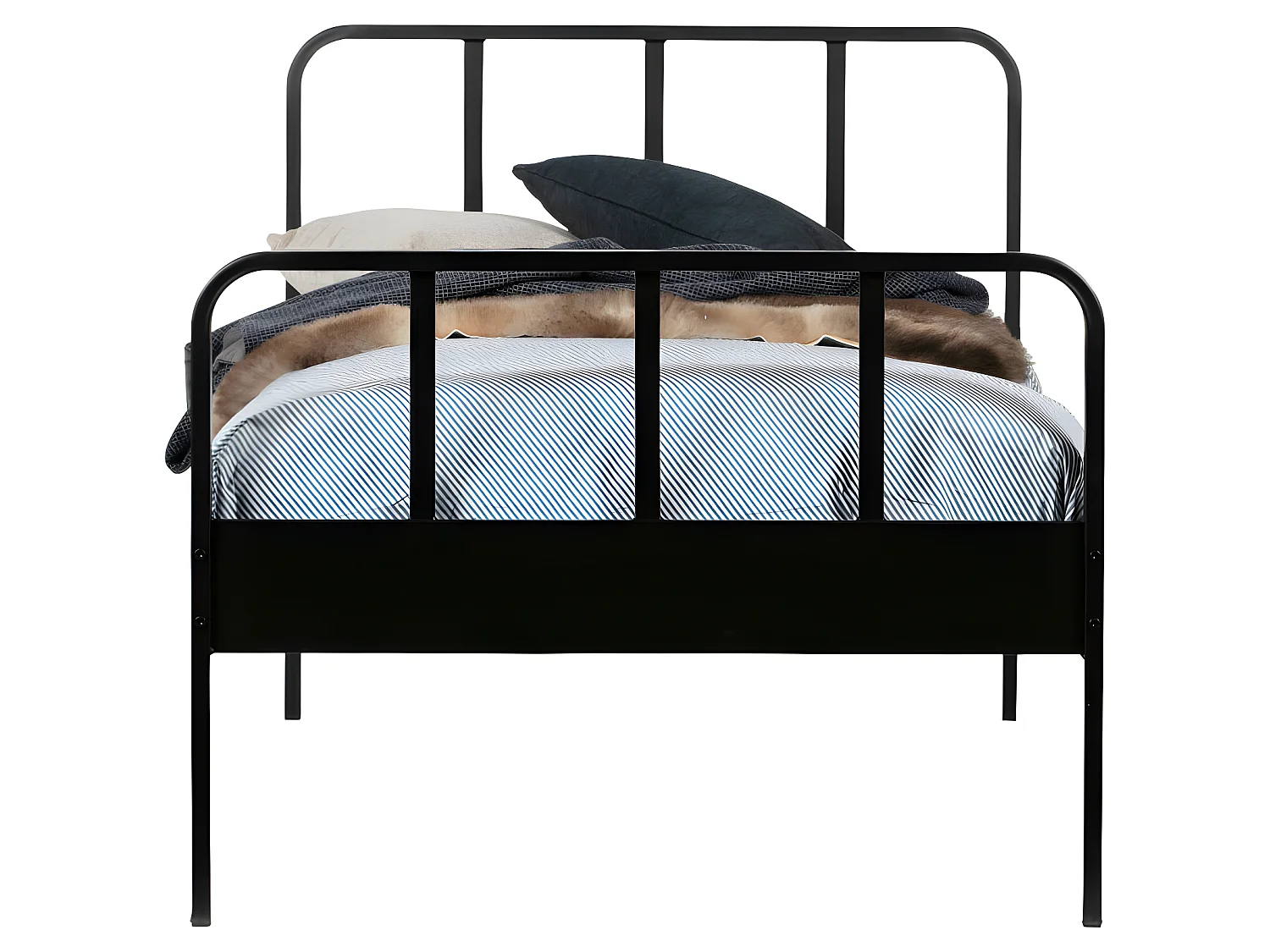 Mees - Lit en métal 90x200cm - Noir