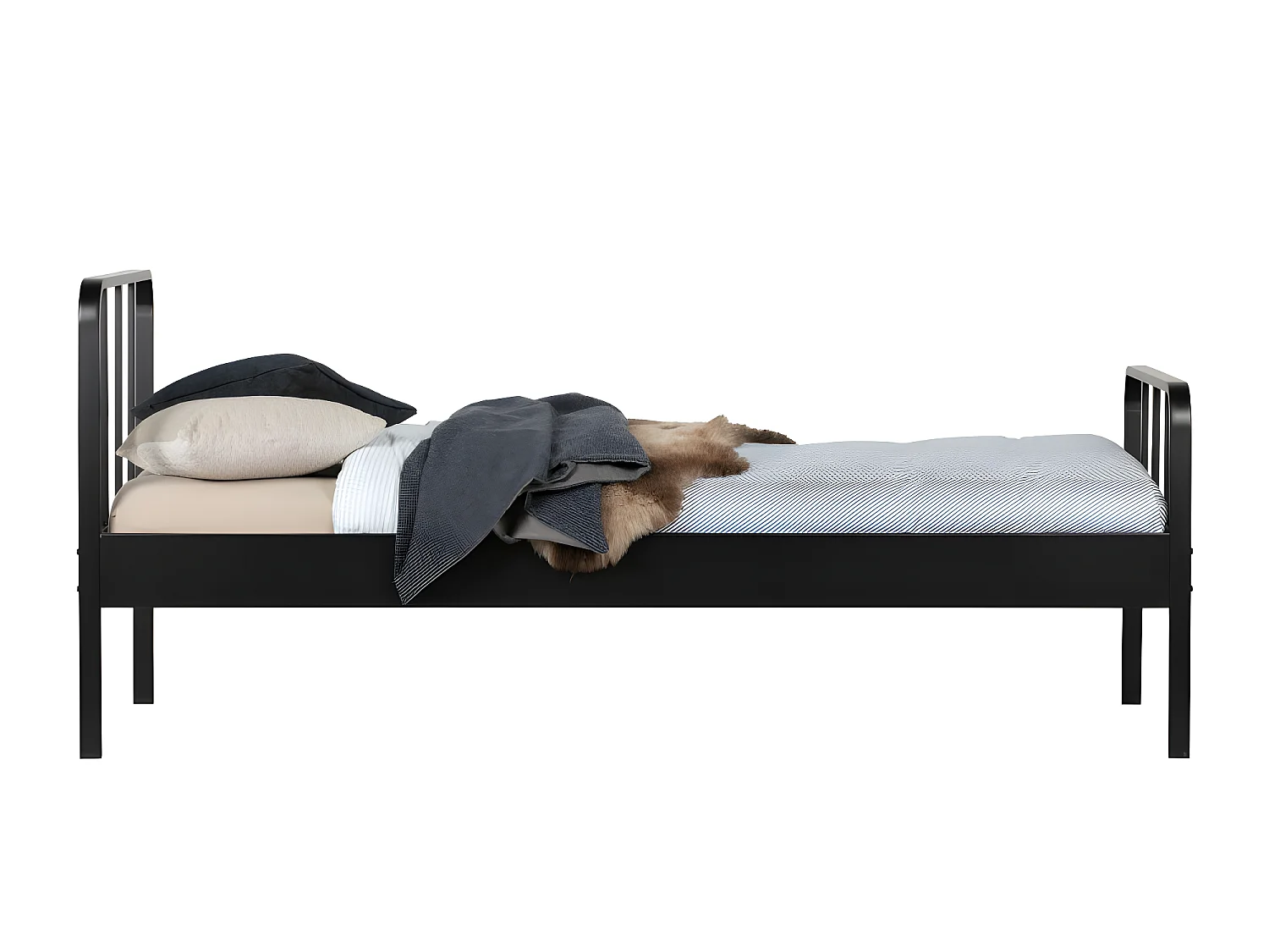 Mees - Lit en métal 90x200cm - Noir