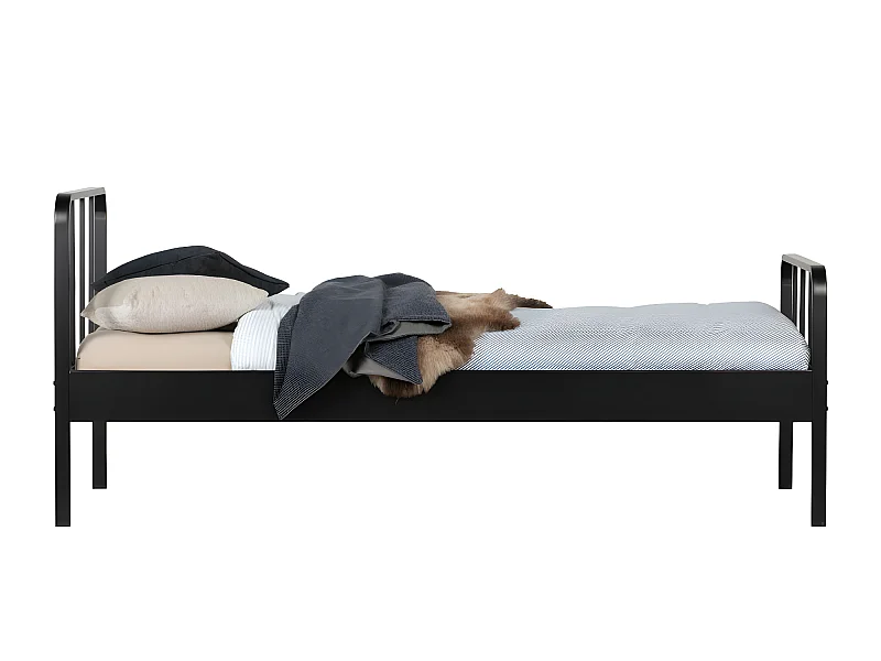 Mees - Lit en métal 90x200cm - Noir