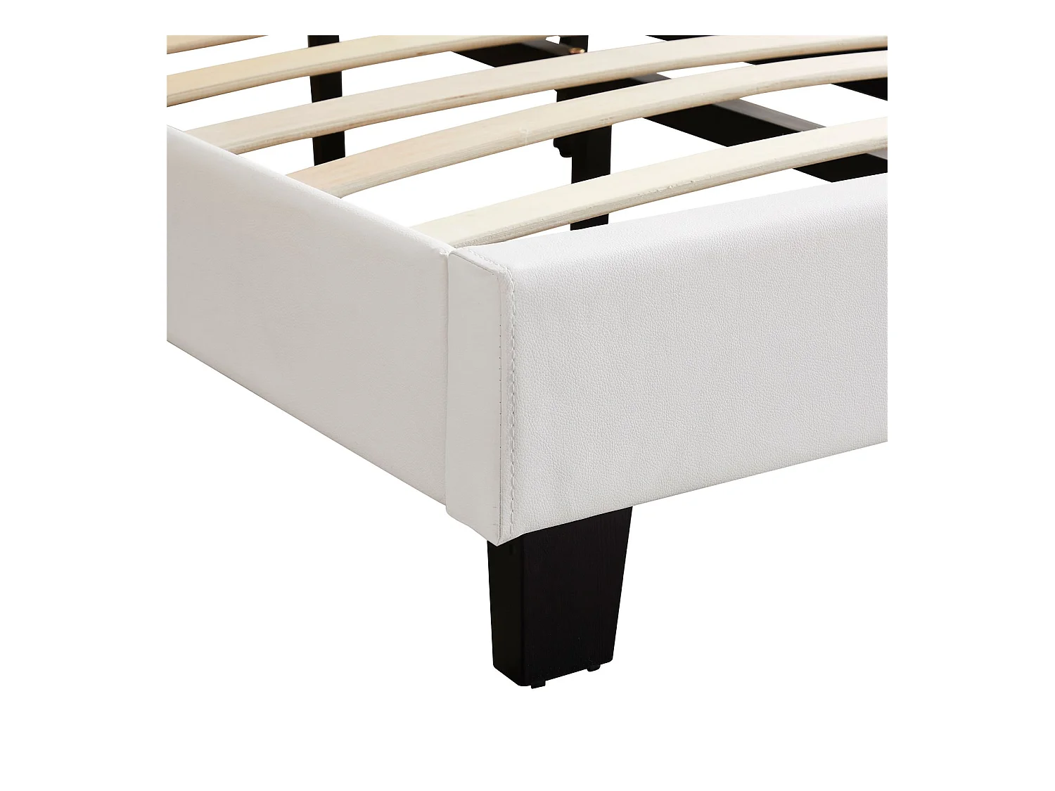 Lit 1 place HUDSON 90x190 cm avec sommier, lit simple pour enfant ou adulte, hauteur réglable, lit en synthétique blanc