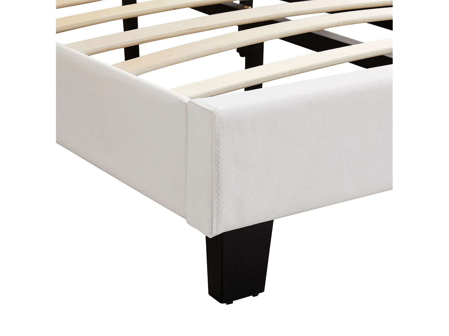 Lit 1 place HUDSON 90x190 cm avec sommier, lit simple pour enfant ou adulte, hauteur réglable, lit en synthétique blanc