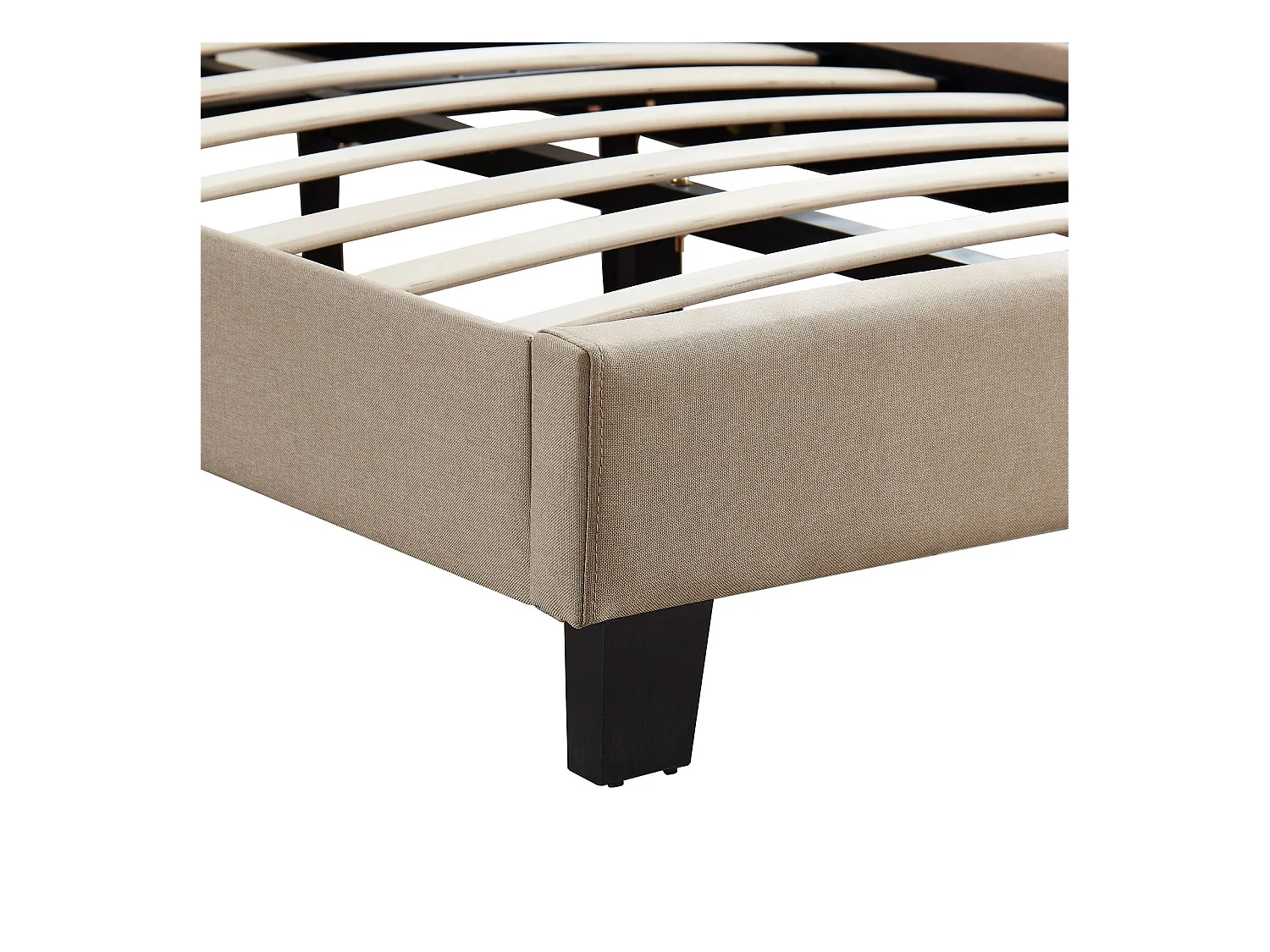 Lit 1 place FLORIDA 90x190 cm avec sommier, lit simple pour enfant ou adulte, hauteur réglable, lit en tissu beige