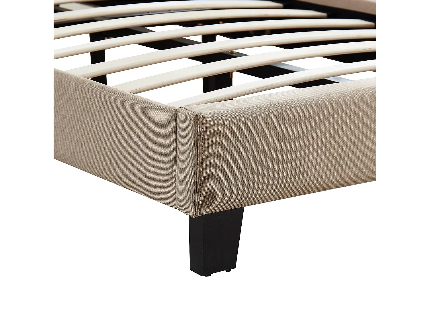 Lit 1 place FLORIDA 90x190 cm avec sommier, lit simple pour enfant ou adulte, hauteur réglable, lit en tissu beige