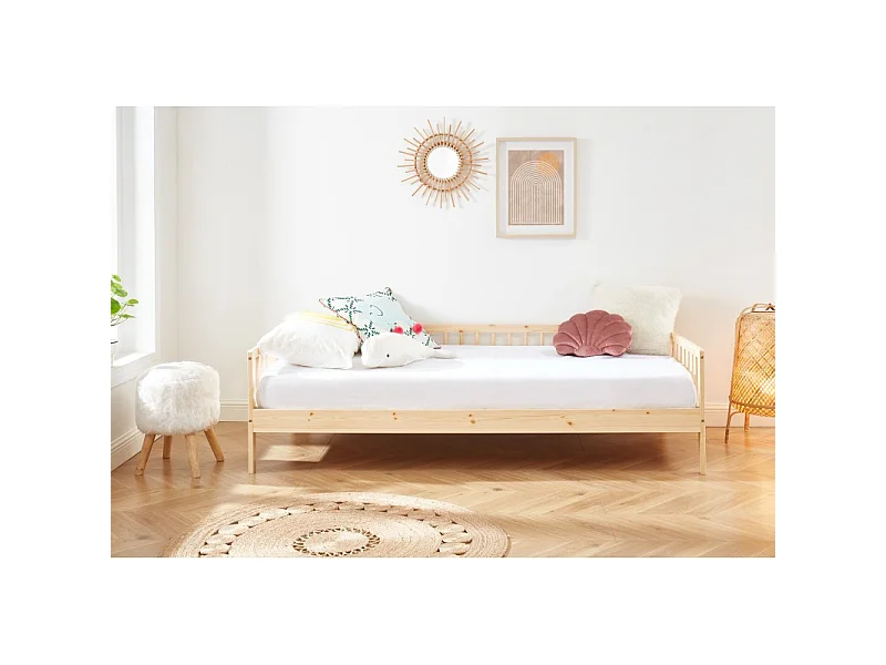 Lit enfant LOU  pin massif  90x190 sommier inclus
