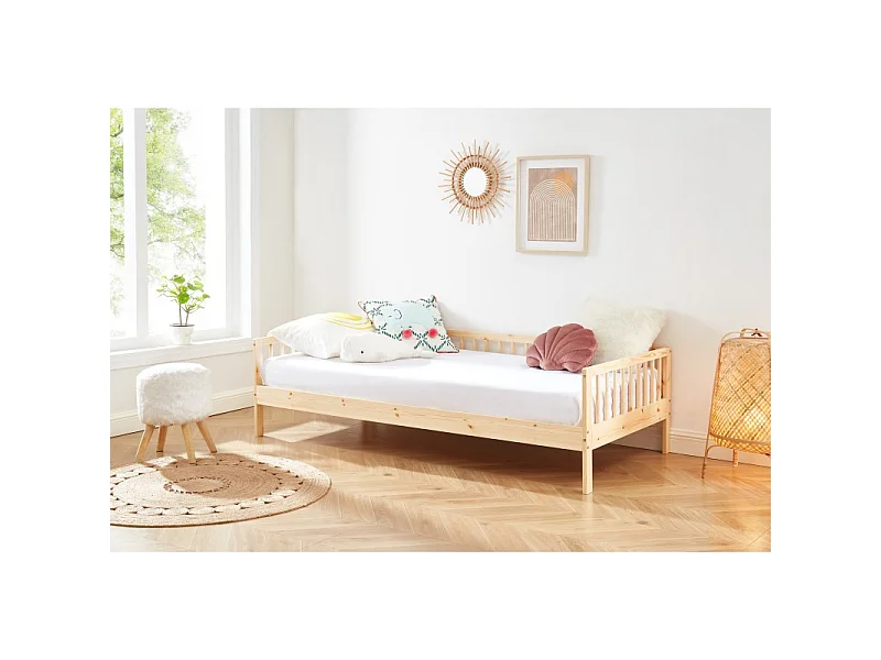 Lit enfant LOU  pin massif  90x190 sommier inclus