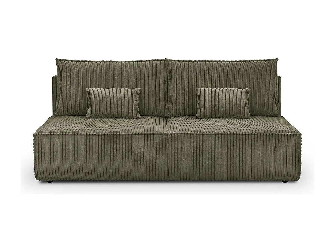 Canapé convertible 3 places avec coffre de rangement en velours côtelé vert kaki - Milla