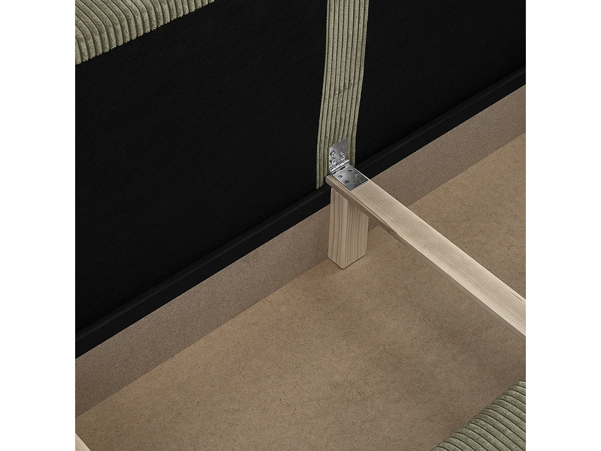 Canapé convertible 3 places avec coffre de rangement en velours côtelé vert kaki - Milla