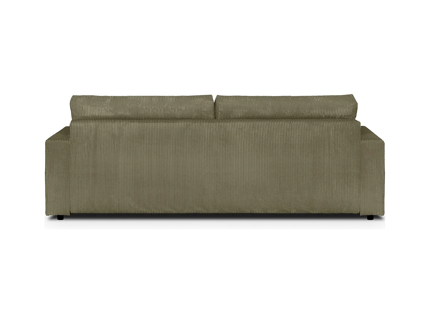 Canapé convertible 3 places en velours côtelé vert kaki - Robin