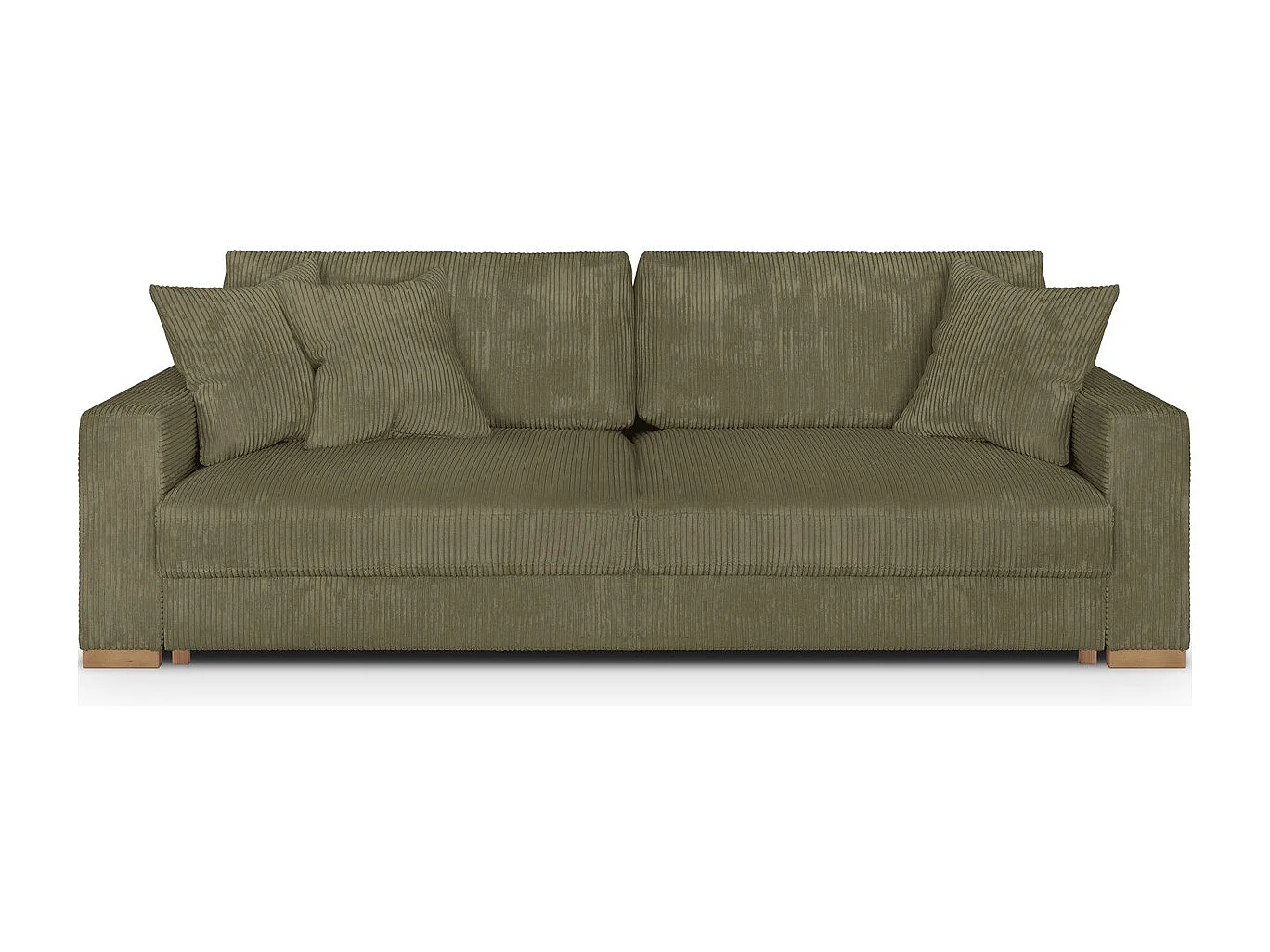 Canapé convertible 3 places en velours côtelé vert kaki - Robin