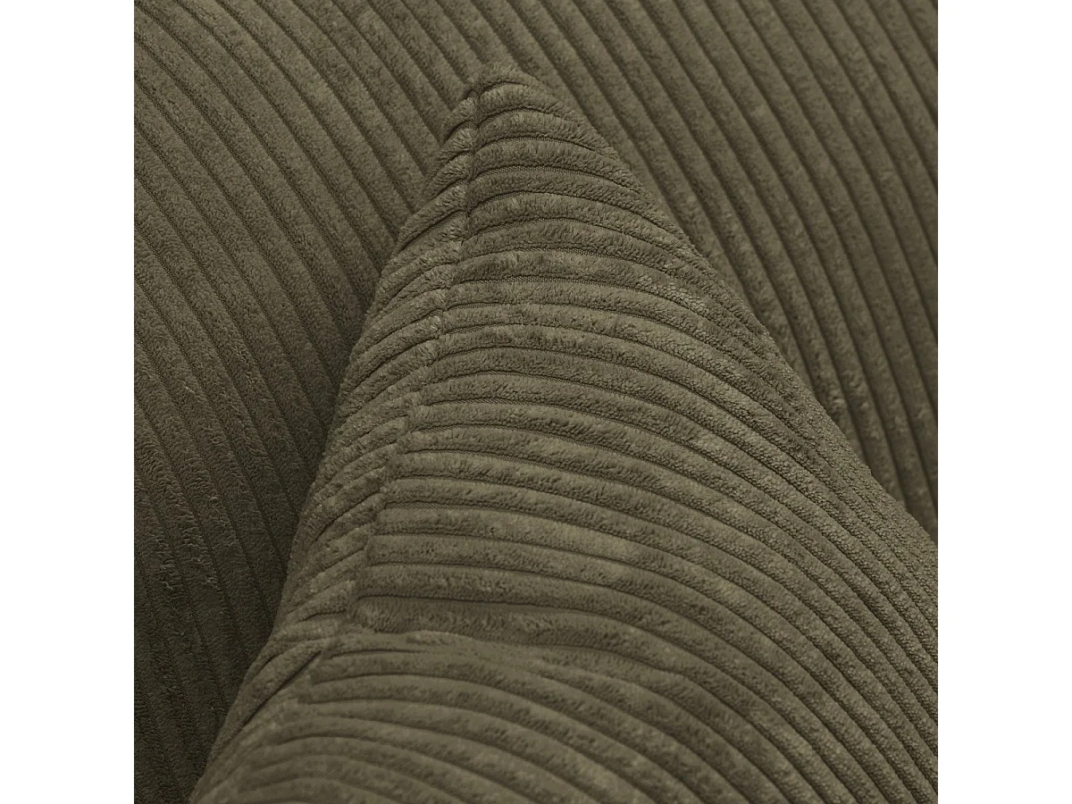 Canapé convertible 3 places en velours côtelé vert kaki - Robin