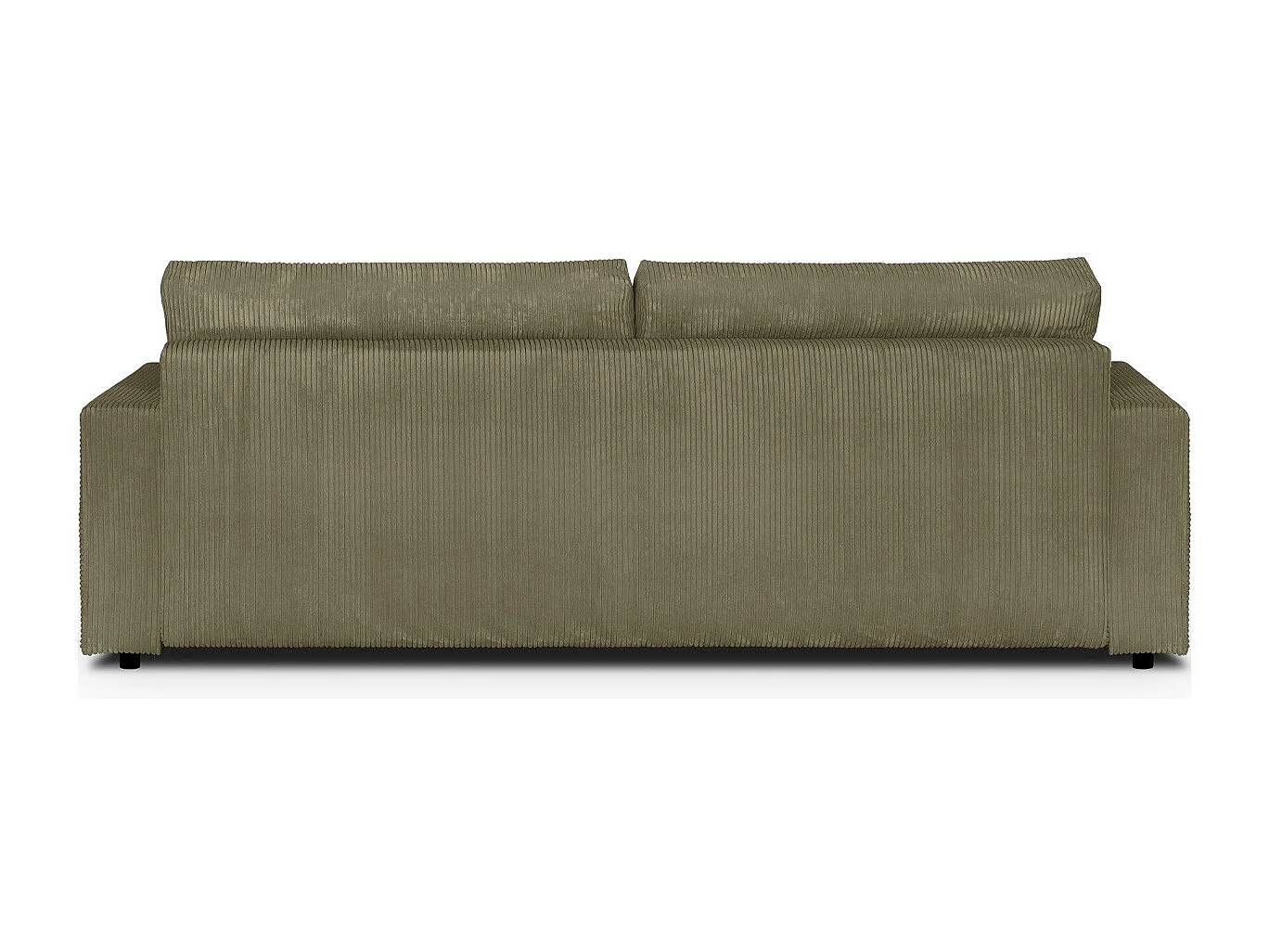Canapé convertible 3 places en velours côtelé vert kaki - Robin